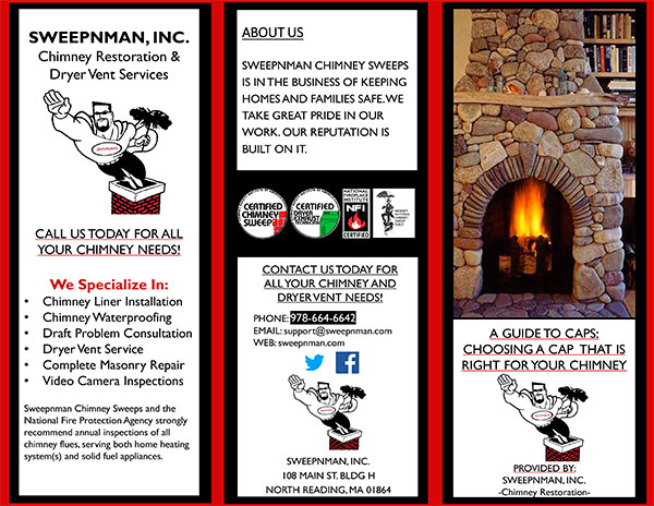 Sweepnman, Inc. Chimney Services & Caps Brochure Page 1