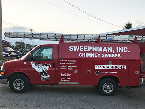 Sweepnman Chimney Sweeps work truck