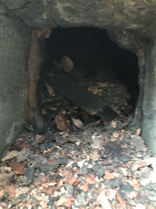 brick and debris filled chimney
