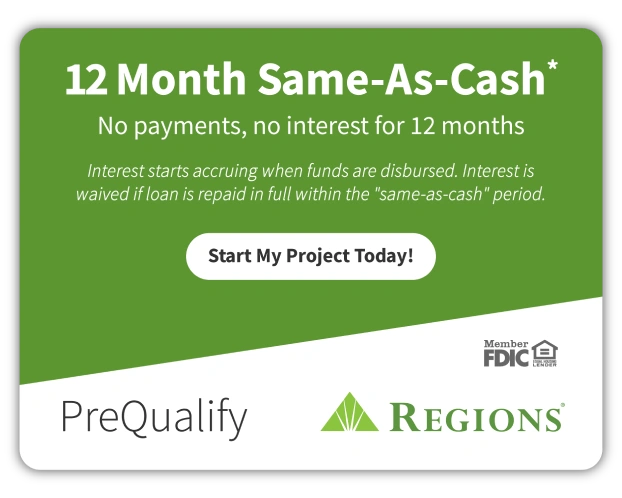 12 month same as cash - No Payments, No interest for 12 months - EnerBank USA - Start My Project Today Button