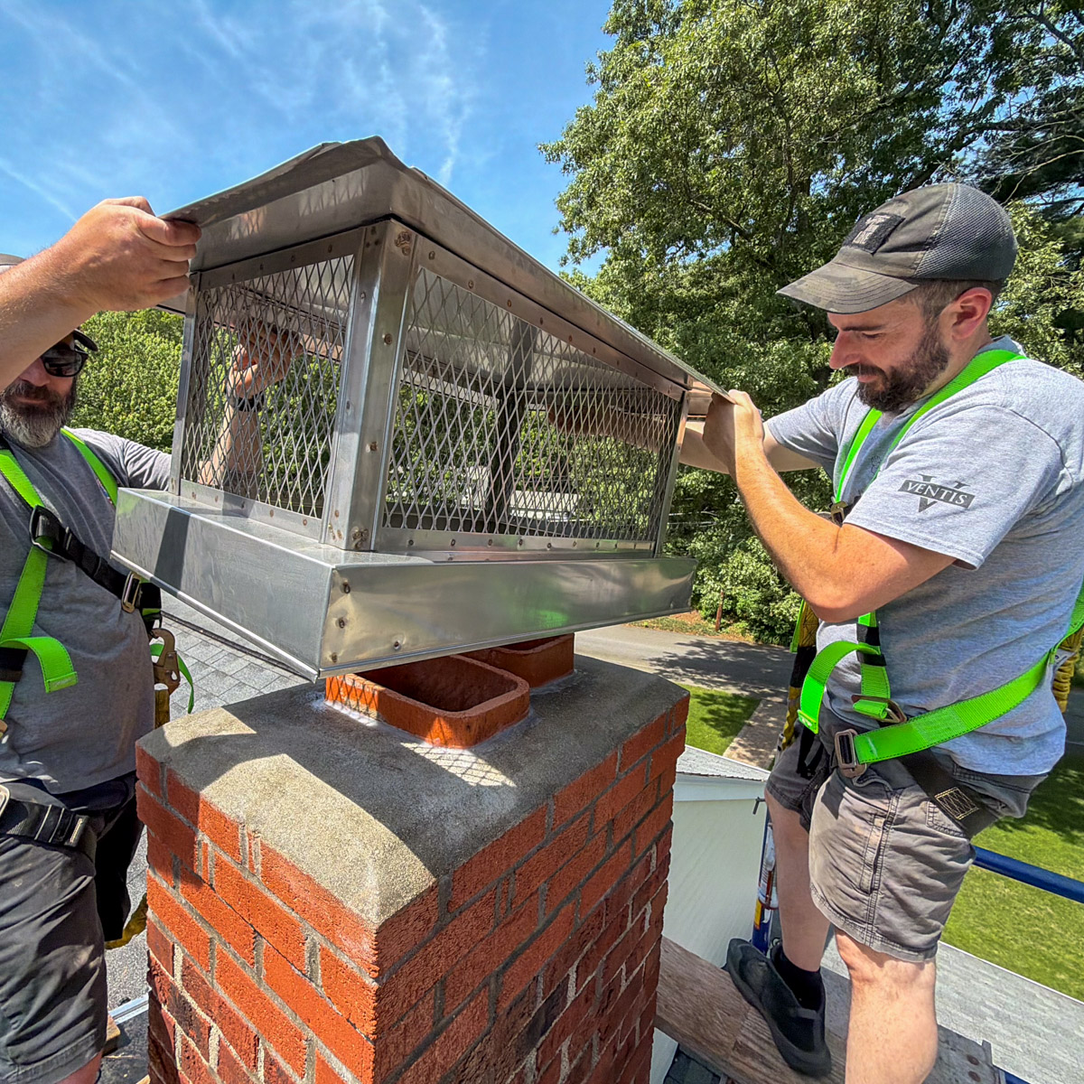 Custom fabricated chimney caps installed in Derry, NH